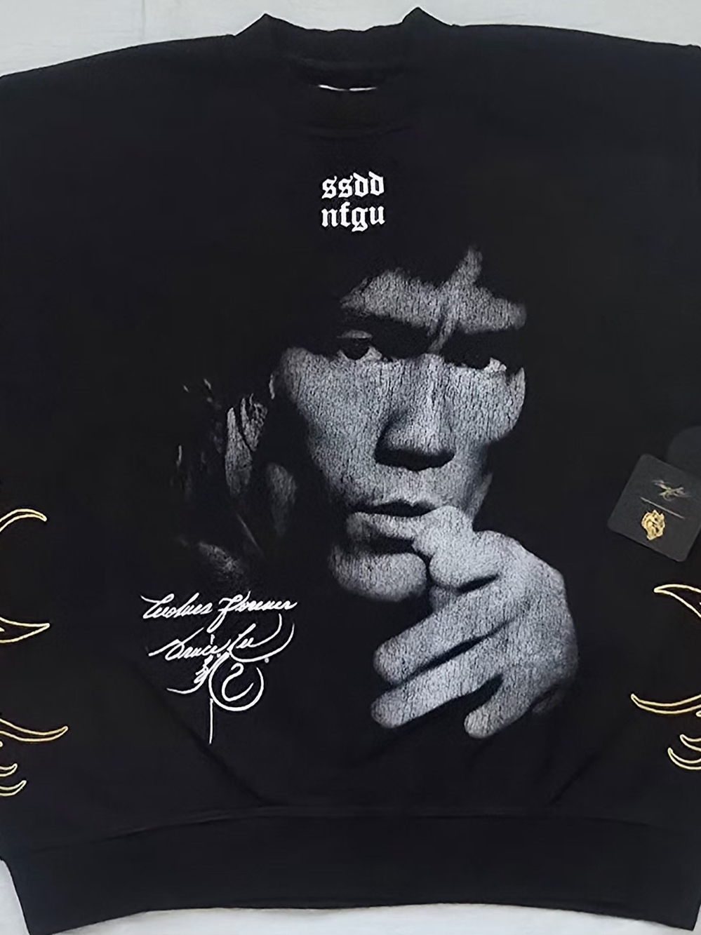 Darc Sport Black Crewneck Sweatshirt with Large Monochrome Portrait